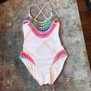 Trina Turk White Embroidered One Piece NWOT